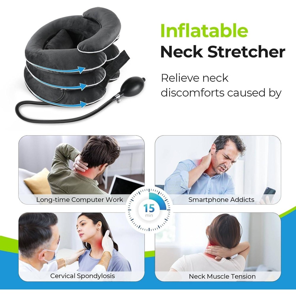 Inflatable Neck Stretcher Cervical Traction Device for Neck Pain Relief - Picture 2 of 8